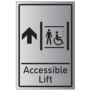 Accessible Lift Arrow Up - Aluminium Effect