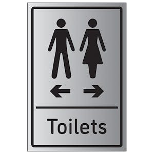 Toilets Arrows Men Left / Women Right - Aluminium Effect