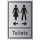 Toilets Arrows Women Left / Men Right - Aluminium Effect