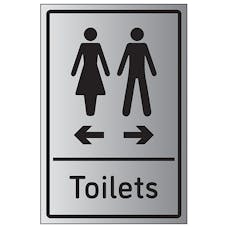 Toilets Arrows Women Left / Men Right - Aluminium Effect