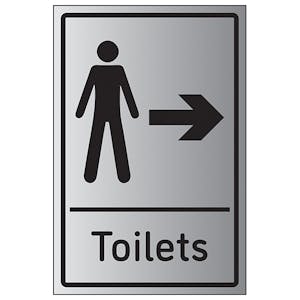 Mens Toilets Arrow Right - Aluminium Effect