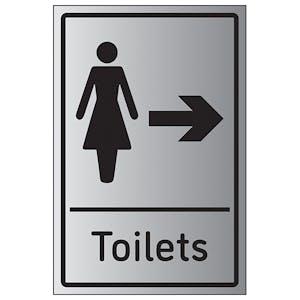 Womens Toilets Arrow Right - Aluminium Effect