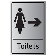 Womens Toilets Arrow Right - Aluminium Effect