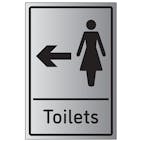 Womens Toilets Arrow Left - Aluminium Effect