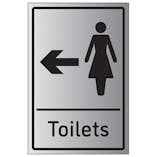 Womens Toilets Arrow Left - Aluminium Effect