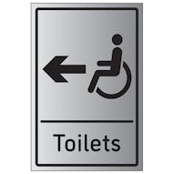 Disabled Toilets Arrow Left - Aluminium Effect