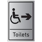 Disabled Toilets Arrow Right - Aluminium Effect