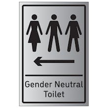 Gender Neutral Toilet Arrow Left - Aluminium Effect