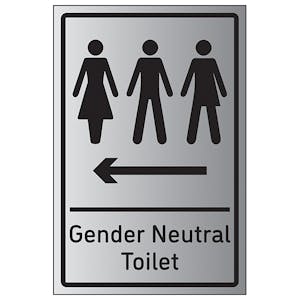 Gender Neutral Toilet Arrow Left - Aluminium Effect