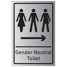 Gender Neutral Toilet Arrow Right - Aluminium Effect