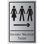Gender Neutral Toilet Arrow Right - Aluminium Effect