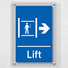 Lift Arrow Right Blue - Acrylic Sign