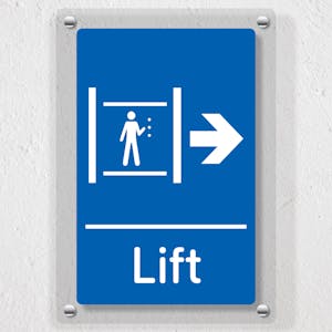 Lift Arrow Right Blue - Acrylic Sign