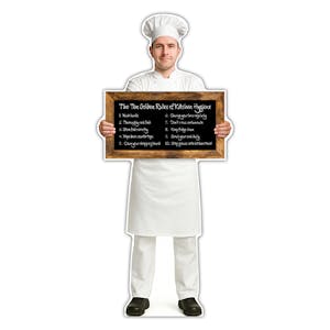 Life-Size Chef Sign - Marco - The 10 Golden Rules Of Kitchen Hygiene