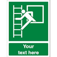 Custom Emergency Window With Escape Ladder Safety Sign
