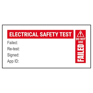 Plug PAT Test - Fail / Re-Test / Signed / App Bold Red Labels On A Roll - Landscape