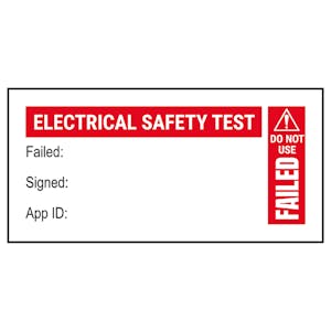 Plug PAT Test - Fail / Signed / App Bold Red Labels On A Roll - Landscape