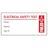 Plug PAT Test - Fail / Signed / App Red Labels On A Roll - Landscape