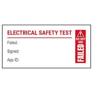Plug PAT Test - Fail / Signed / App Red Labels On A Roll - Landscape