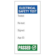 Plug PAT Test - Test / Re-Test / Signed / App - Bold Blue Labels On A Roll