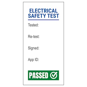 Plug PAT Test - Test / Re-Test / Signed / App - Blue Labels On A Roll