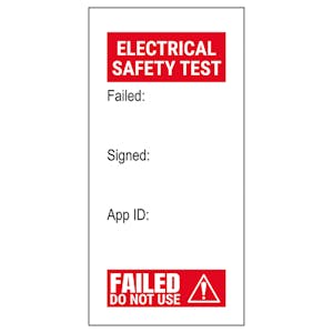 Plug PAT Test - Fail / Signed / App - Bold Red Labels On A Roll - Portrait