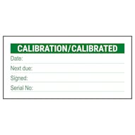 Write-On - Calibration / Calibrated Serial No - Green Labels On A Roll