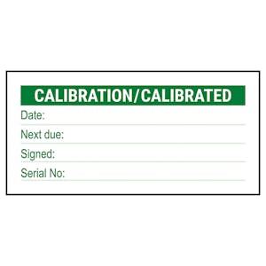 Write-On - Calibration / Calibrated Serial No - Green Labels On A Roll