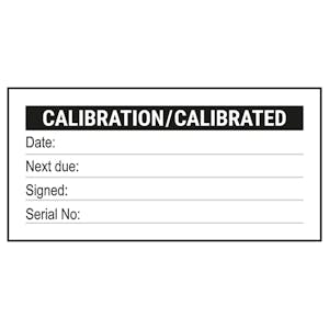 Write-On - Calibration / Calibrated Serial No - Black Labels On A Roll
