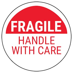 Fragile Handle With Care - Red Bold Circular Labels On A Roll