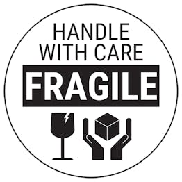 Fragile Handle With Care - Black Bold Glass Circular Labels On A Roll