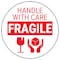 Fragile Handle With Care - Red Bold Glass Circular Labels On A Roll