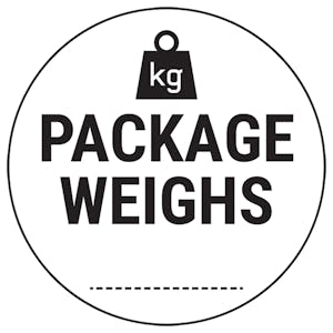 Caution Package Weighs Black Circular Labels On A Roll