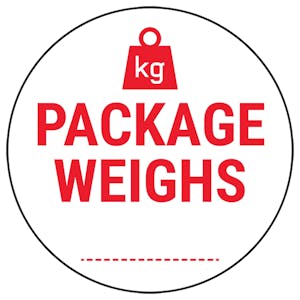 Caution Package Weighs Red Circular Labels On A Roll