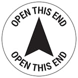 Open This End - Black Circular Labels On A Roll