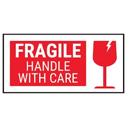 Fragile Handle With Care - Red Bold Labels On A Roll