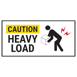 Caution Heavy Load Yellow Labels On A Roll - Landscape | Shipping ...