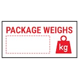 Caution Package Weighs Red Labels On A Roll