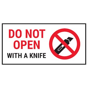 Do Not Open With A Knife Red Labels On A Roll