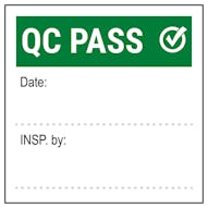 QC Pass Write-On Green Labels On A Roll