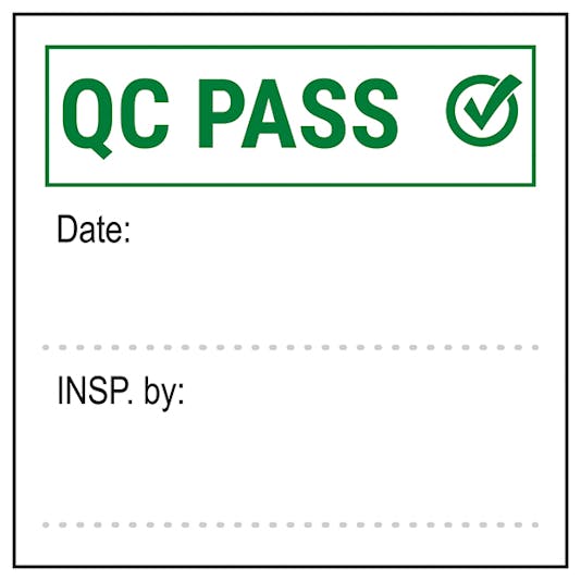 Quality Control QC Pass WriteOn Labels On A Roll Quality Control