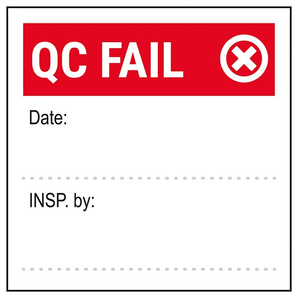 Quality Control QC Fail WriteOn Red Labels On A Roll Quality