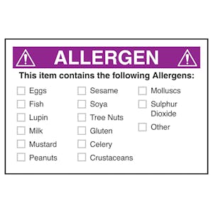 Allergen This Item Contains - Purple Labels On A Roll