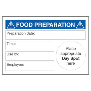 Food Preparation Place Day Spot Labels On A Roll
