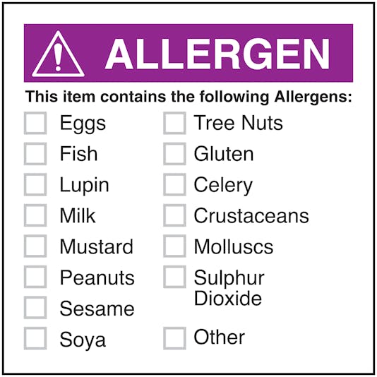 Allergen This Item Contains - Purple Labels On A Roll - Landscape ...