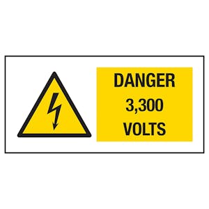 Danger 3,300 Volts Labels On A Roll