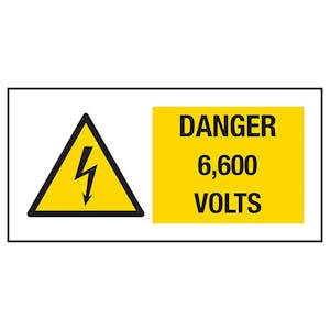 Danger 6,600 Volts Labels On A Roll