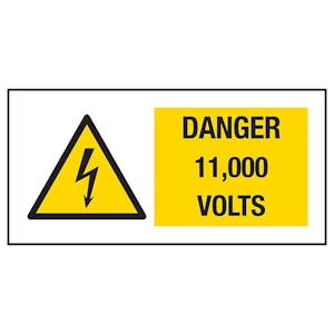 Danger 11,000 Volts Labels On A Roll