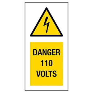 Danger 110 Volts Labels On A Roll - Portrait