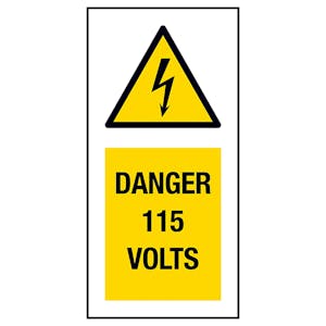 Danger 115 Volts Labels On A Roll - Portrait